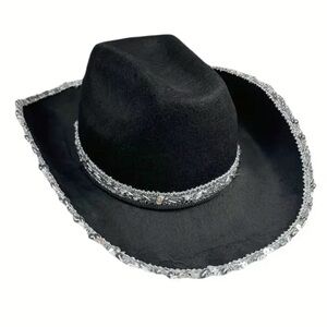 Women's Black Sequin Cowgirl Hat